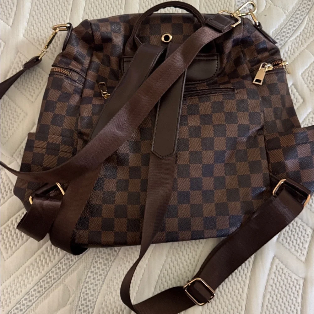 Brown Checkered Men's Backpack - Unbranded - Picture 2 of 4